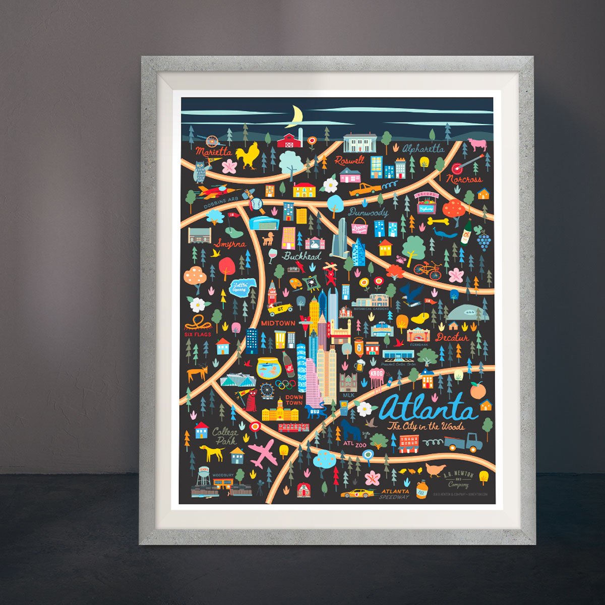 Playfully Sophisticated Atlanta Map 11x14